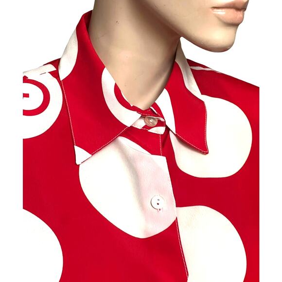 Vintage 80s Long Sleeves Blouse M Button Front Closure Polyester/ Rayon Blend - Picture 6 of 10